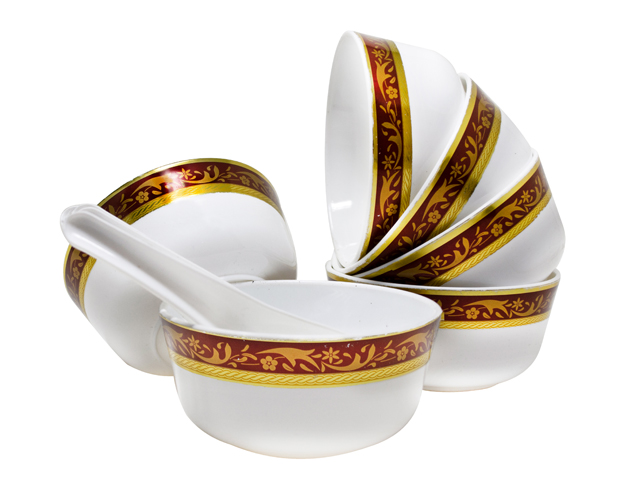 Sarthak Uphaar Plastic Microwave Safe Soup Bowl Set of 12 Pieces (6 Bowl, 6 Spoon) Plastic Soup Bowl