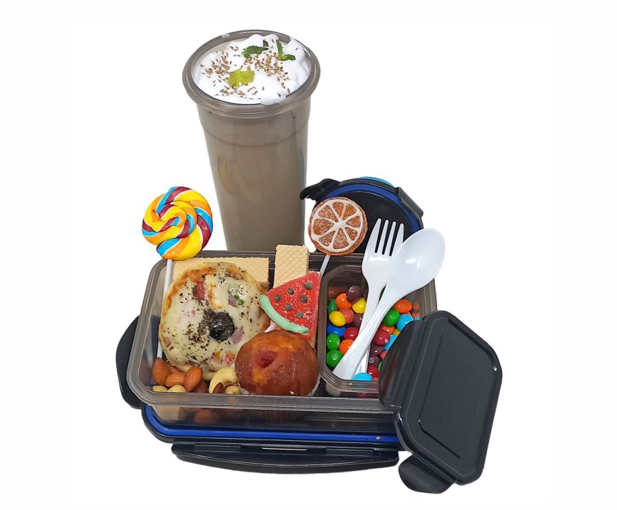 Sarthak Uphaar Lock & Fit 2 Containers Lunch Box, 1Glass with Folk & Spoon  #LunchBox #Tumbler